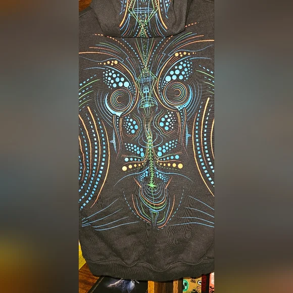 Raver Hoodie Vest Mens XL Public Beta UV Psychedelic Festival Wear - Picture 4 of 10